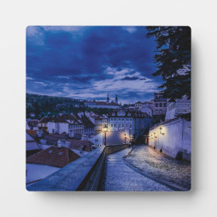 Abend Straße in Prag Fotoplatte