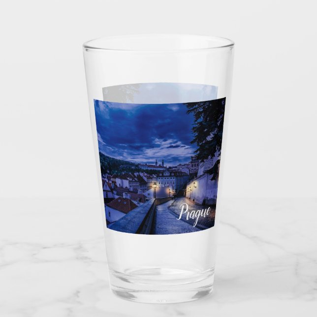 Abend Straße in Prag Glas (Vorderseite)