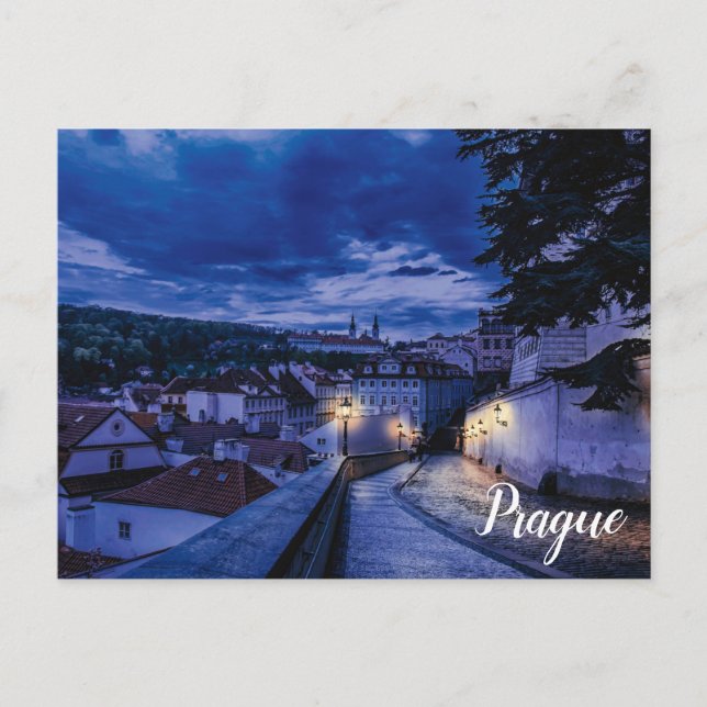 Abend Straße in Prag Postcard Postkarte (Vorderseite)