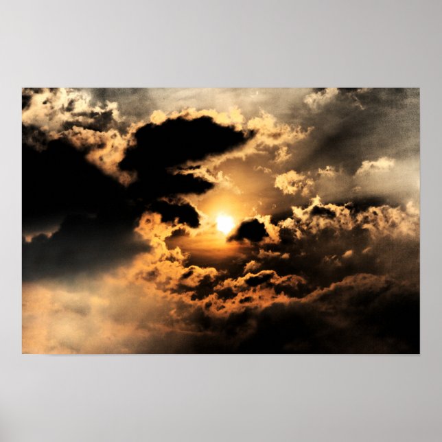 Abend Sun mit Wolkendecke Poster (Vorne)