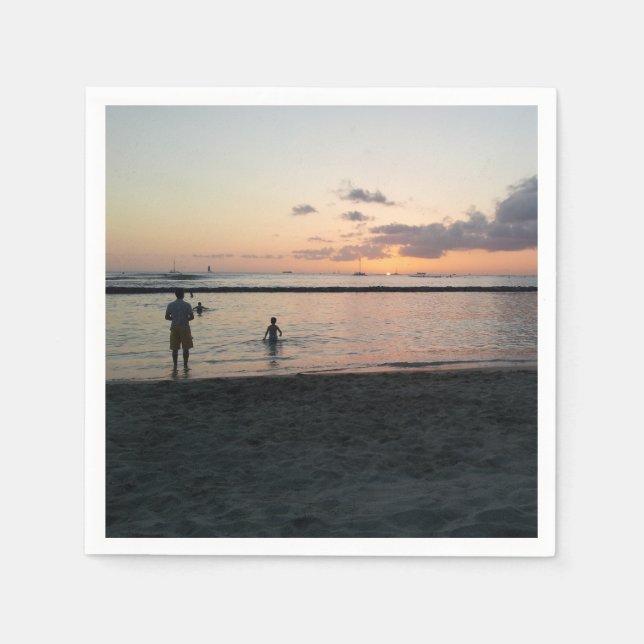 Abend Sunset Tropical Beach Waikiki Oahu Hawaii Serviette (Vorderseite)