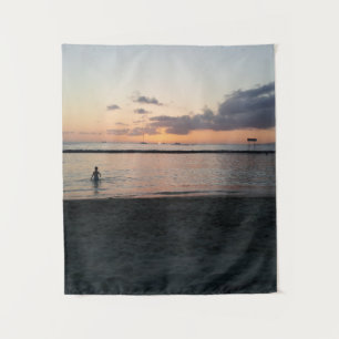 Abend Sunset Tropical Beach Waikiki Oahu Hawaii Wandteppich
