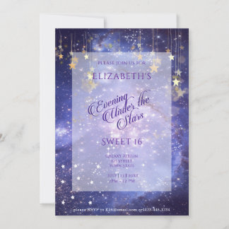 Abend unter den Sternen Süße 16 Sparkle Galaxie Einladung