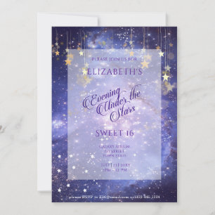 Abend unter den Sternen Sweet 16 Funkelnde Galaxie Einladung
