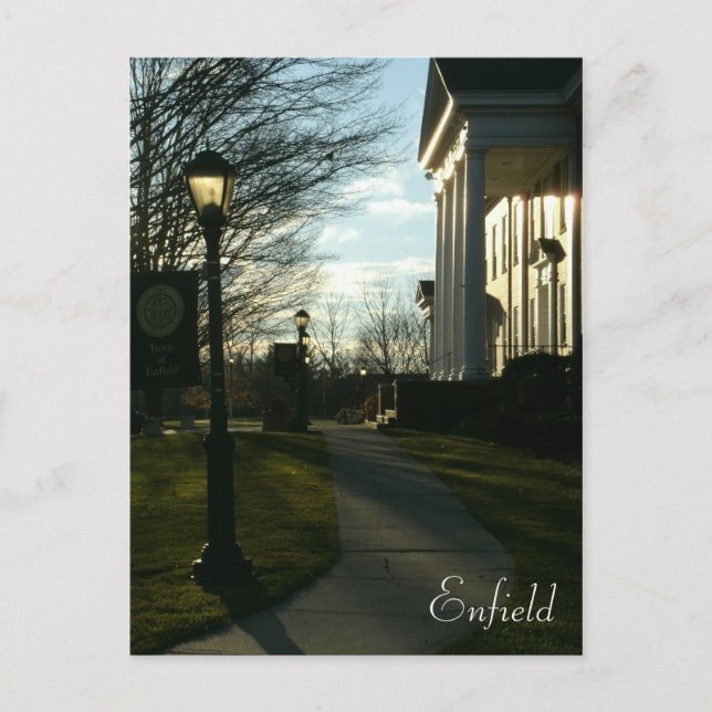 Abend View Enfield Rathaus, Connecticut Postkarte (Vorderseite)