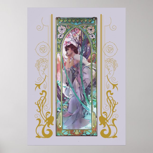 Abend von Alphonse Mucha Poster (Vorne)