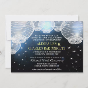 Abend Wedding Navy Paper Lantern Die Cut Einladung