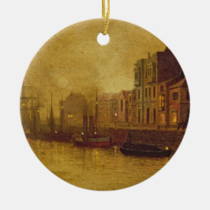 Abend, Whitby Hafen, 1893 (Öl an Bord) Keramikornament