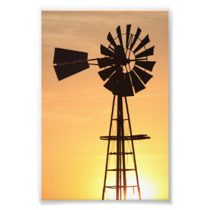 Abend Windmill Silhouette Fotodruck
