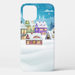 Abend-Winterdörferlandschaft mit schneebedeckter F Case-Mate iPhone Hülle