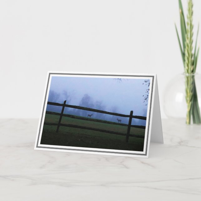 Abenddämmerung auf dem Land mit zwei Hirschen Karte (Vorderseite)