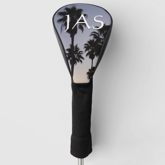 Abenddämmerung mit tropischen Palmen Golf Headcover (Vorderseite)