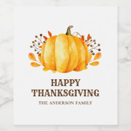 Abendessen am Erntedank. Kürbis mit freundlicher N Weinetikett