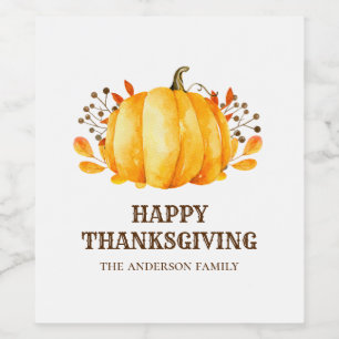 Abendessen am Erntedank. Kürbis mit freundlicher N Weinetikett