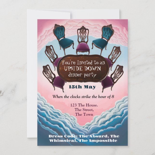 Abendessen auf dem Kopf Party, Moderner Surrealism Einladung (Vorderseite)