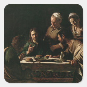 Abendessen bei Emmaus, 1606 Quadratischer Aufkleber