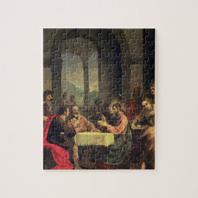 Abendessen bei Emmaus, c.1600-05 (Öl auf Platte) Puzzle (Vertikal)