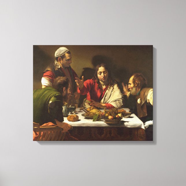 Abendessen bei Emmaus - Caravaggio Leinwanddruck (Vorderseite)