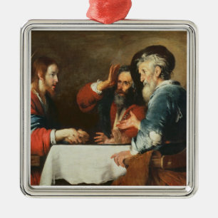Abendessen bei Emmaus (Öl auf Leinwand) 2 Silbernes Ornament