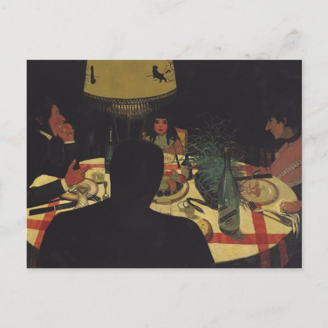 Abendessen bei Lamplight, 1899 Postkarte (Vorderseite)