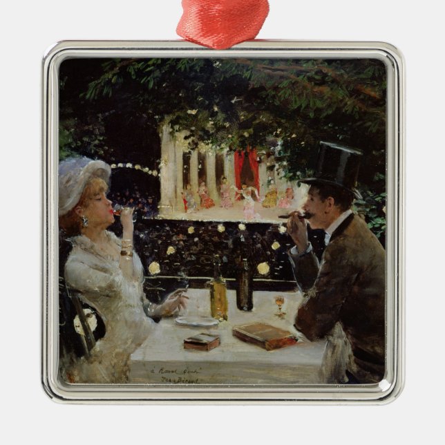 Abendessen bei Les Ambassadeurs, c.1882 Silbernes Ornament (Vorne)