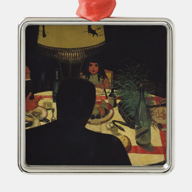 Abendessen durch Lamplight, 1899 Ornament Aus Metall (Vorne)