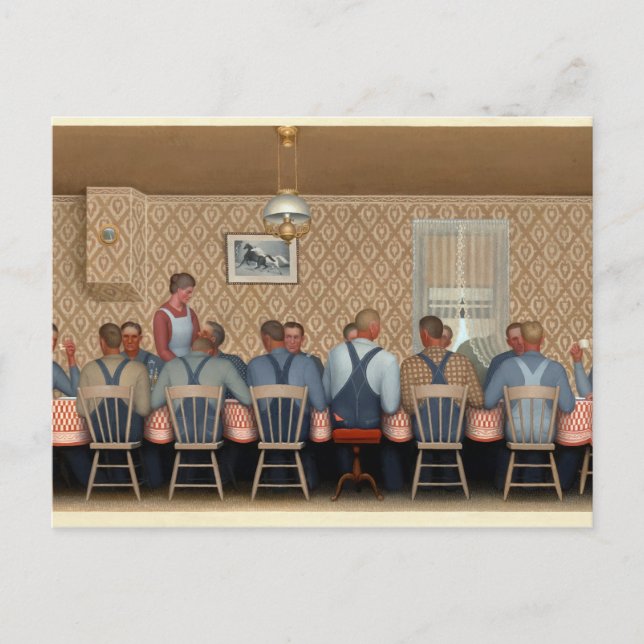 Abendessen für Schwellen von Grant Wood Postkarte (Vorderseite)