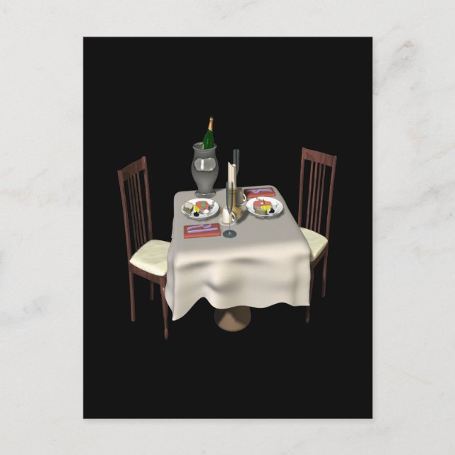 Abendessen für zwei postkarte (Vorderseite)