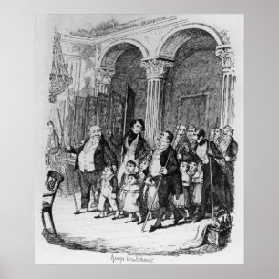 Abendessen, Illustration aus "Skizzen von Boz" Poster