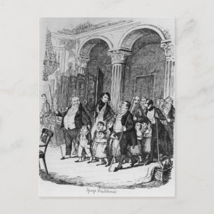 Abendessen, Illustration aus "Skizzen von Boz" Postkarte