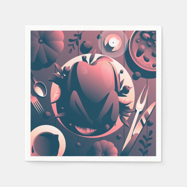 Abendessen im dunklen Erntedank Serviette (Vorderseite)