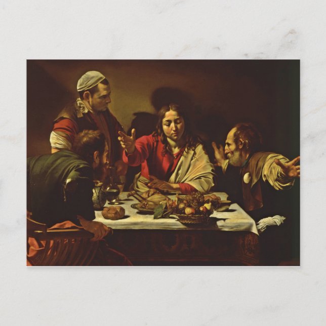 Abendessen im Emmaus mit Freunden Postkarte (Vorderseite)