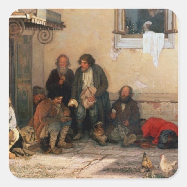 Abendessen im Zemstvo, 1872 Quadratischer Aufkleber (Vorderseite)