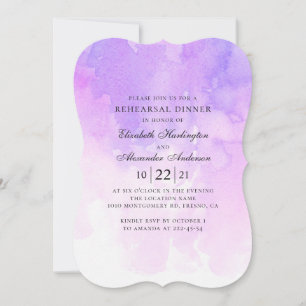 Abendessen mit lila Probe in Aquarell. Elegant lil Einladung