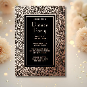Abendessen Party Einladung Botanisches Schwarzes R