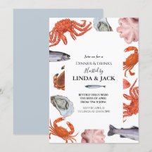 Abendessen-Party Einladung Meeresfrüchte-Thema