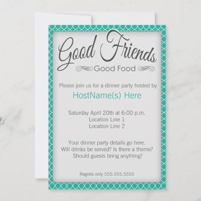 Abendessen Party Einladungen im Emerald (Vorderseite)