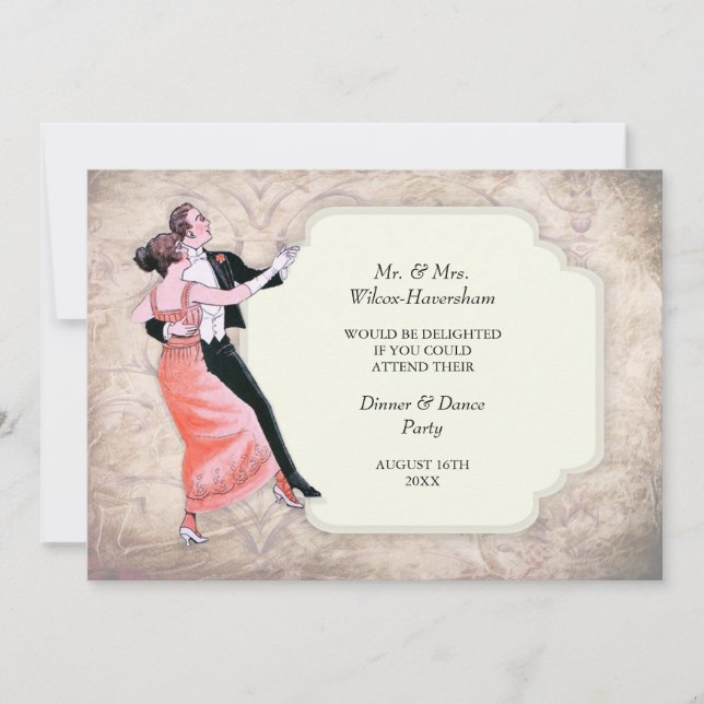 Abendessen & Tanz Party Vintage Einladung (Vorderseite)