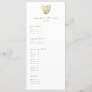 Abendessen & Tanzen Blumengrün Hochzeitsempfang Menükarte