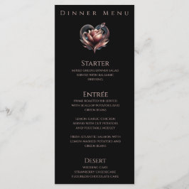 Abendessen und Bar Menu Moderne Rose mit Herz Menükarte