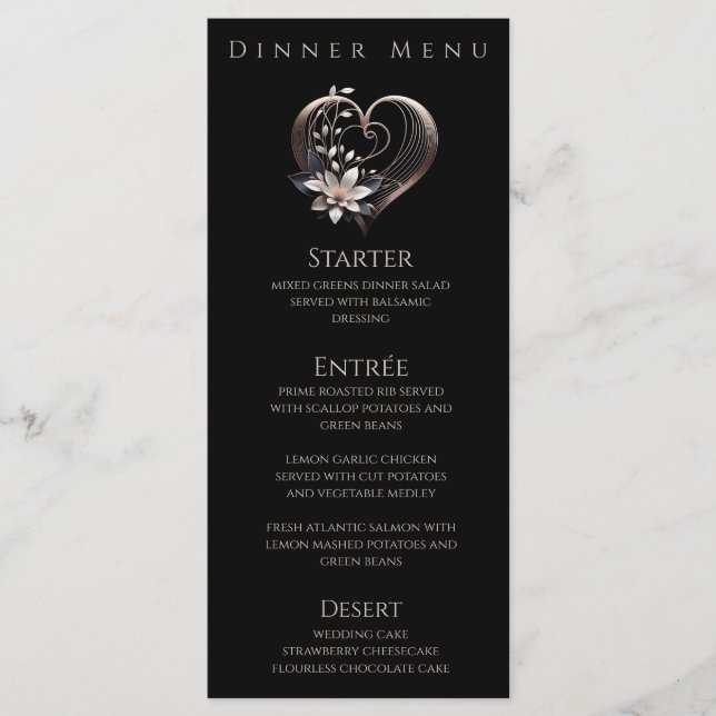 Abendessen und Bar Menu Modernes Rosa Herz mit Blu Menükarte (Vorderseite)