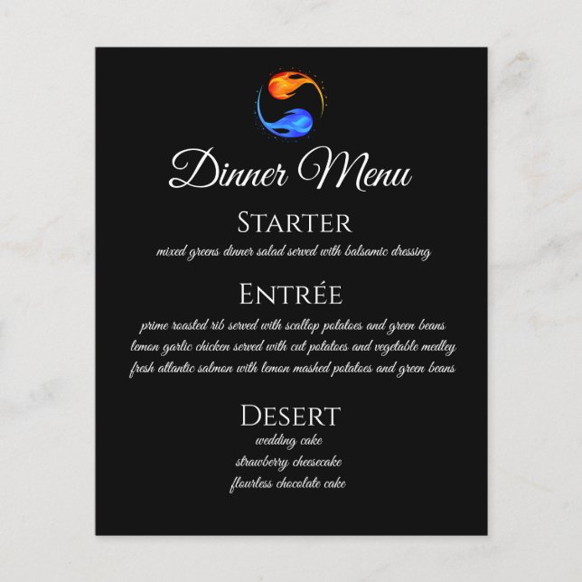 Abendessen und Bar Menu-Twin Flame Hochzeit Thema- (Vorderseite)