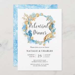 Abendessen unter der Sea Blue Gold Probe Einladung