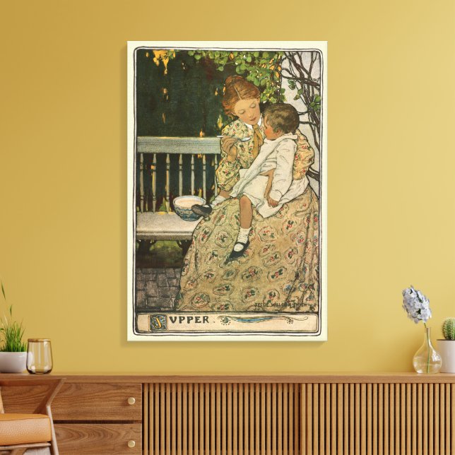 Abendessen von Jessie Willcox Smith Leinwanddruck (Insitu (Wohnzimmer))