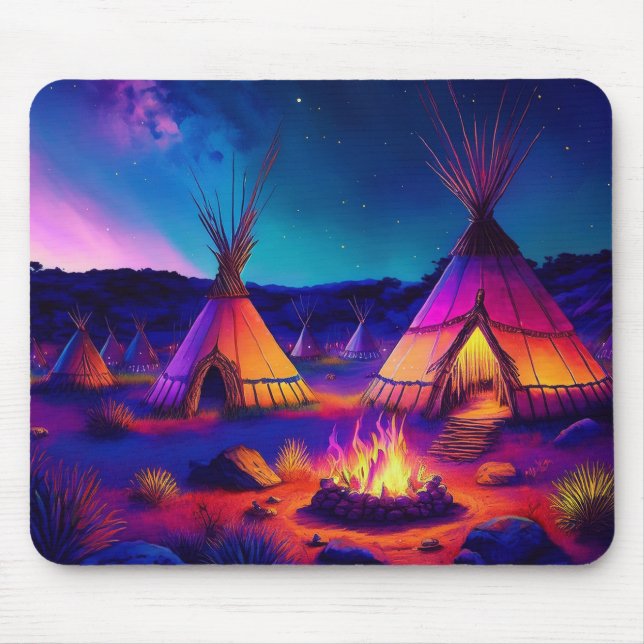 Abendfeuer im Indianerdorf Mousepad (Vorne)