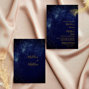 Abendhimmel Astral Gold Sterne Blau Hochzeit Einladung
