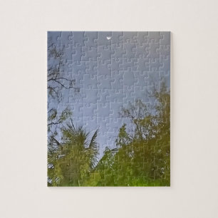 Abendhimmel-Halbmond-Foto Puzzle