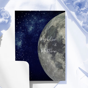 Abendhimmel Mond Sterne Blau Hochzeit Einladung