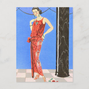 Abendkleid Blue Room von George Barbier Postkarte