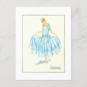 Abendkleid-Skizze von Bernard et C.ie 1928 Postkarte